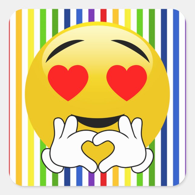 Stickers Rainbow Stripes Love Heart Eye Emoji Stic (Devant)