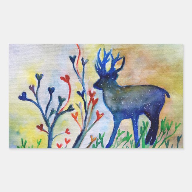 Stickers Rectangle d'amour rennes, brillant (Devant)