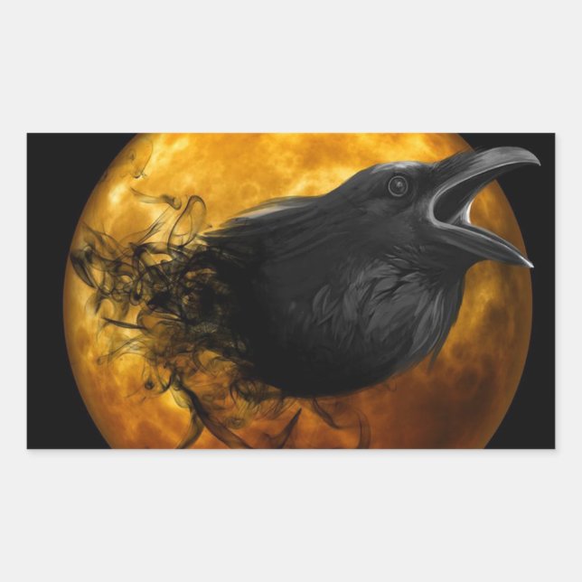 Stickers Rectangle d'Halloween/Corbeau et Lune (Devant)