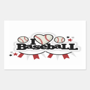 Stickers Rectangle/I Love Baseball