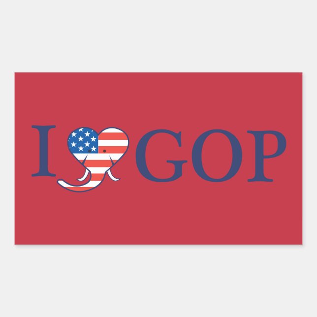 Stickers Rectangle "I Love GOP" (Devant)