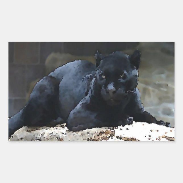 Stickers Rectangle Jaguar noir (Devant)
