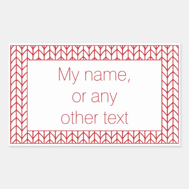 Stickers Rectangle KNIT DE LIGNE ROUGE + Texte (Devant)