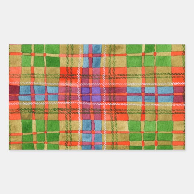 Stickers rectangle MAC RAE TARTAN (Devant)
