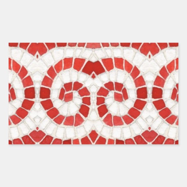 Stickers Rectangle MOSAÏQUE IONIQUE ROUGE (Devant)