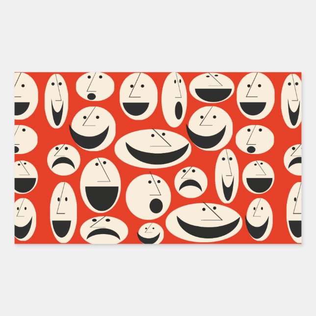 Stickers Rectangle Motif face à la caricature rétr (Devant)