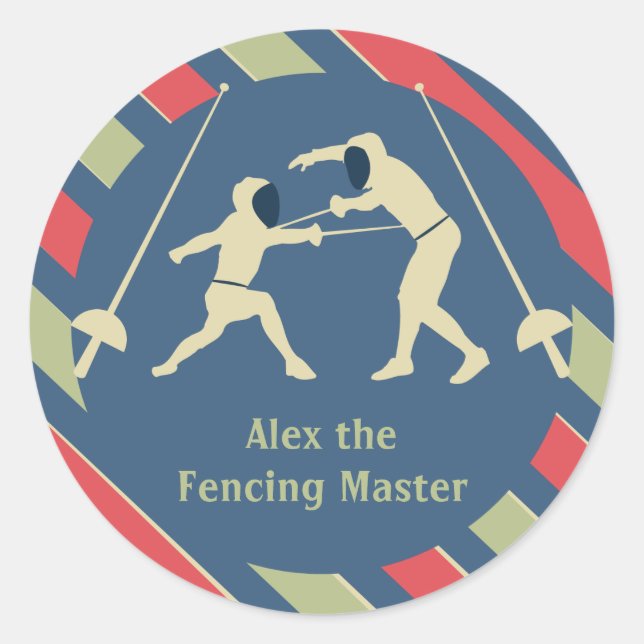 Stickers Red and Blue Fencing Party Favoriser (Devant)