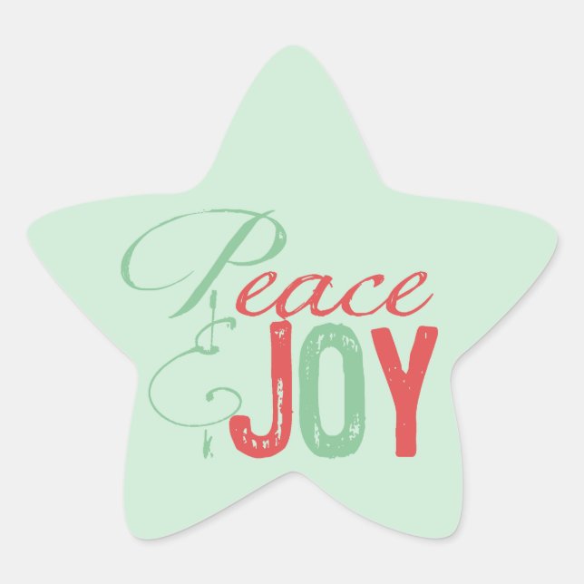Stickers Red and Mint Peace and Joy Holiday Star (Devant)