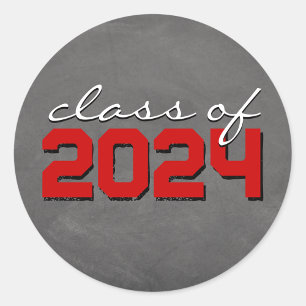 Stickers Red and White Chalkboard Graduation