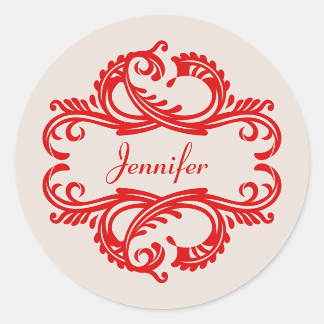 Stickers Red Chic Damask (Devant)