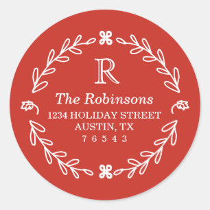 Stickers Red Floral Address