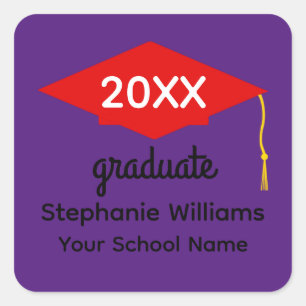 Stickers Red Graduation Cap #1-3