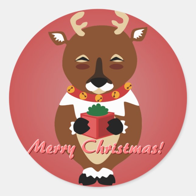 Stickers Red Happy Reindeer (Devant)
