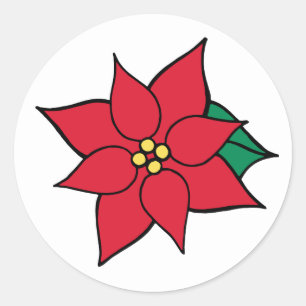 Stickers Red Poinsettia Fête de Noël