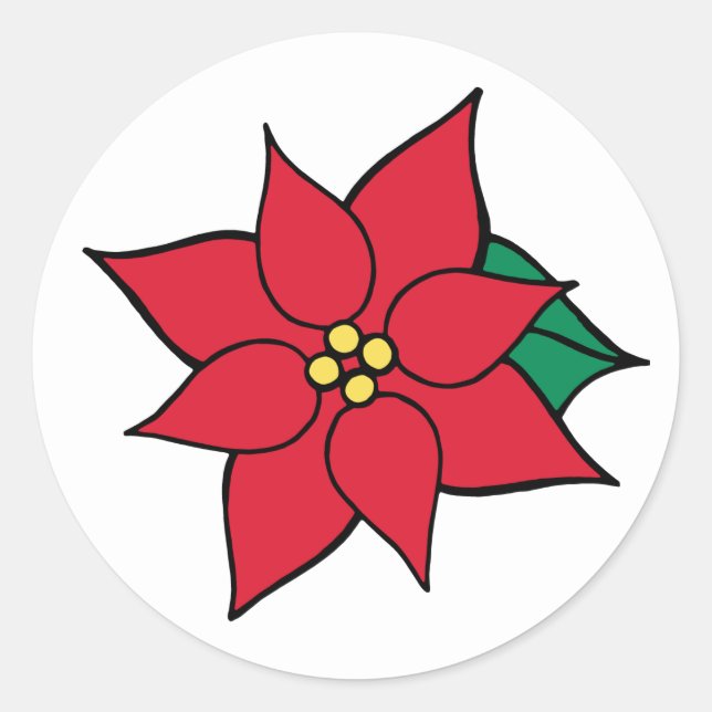 Stickers Red Poinsettia Fête de Noël (Devant)