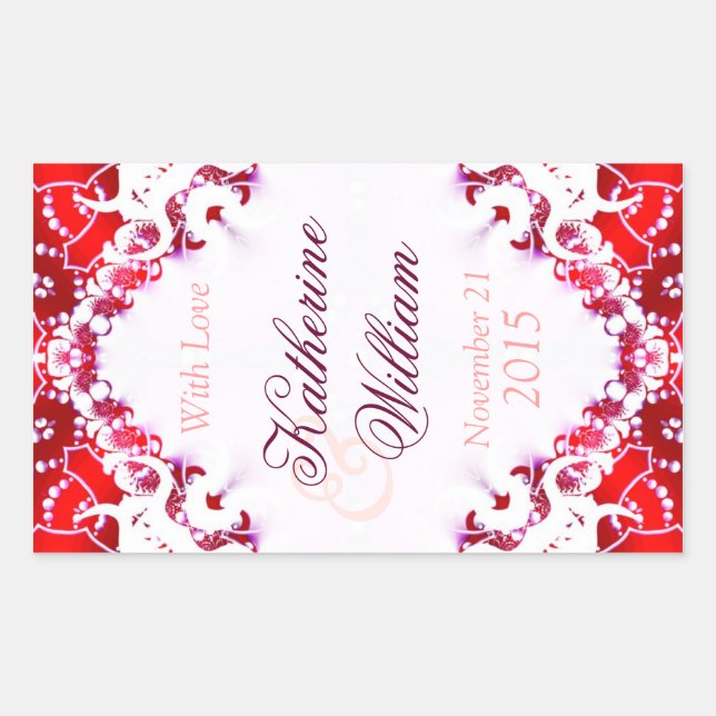 Stickers Red+White Mariage Wine 4,5 x 2,7 pouces (Devant)