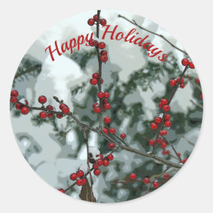 Stickers Red Winter Berries Holiday