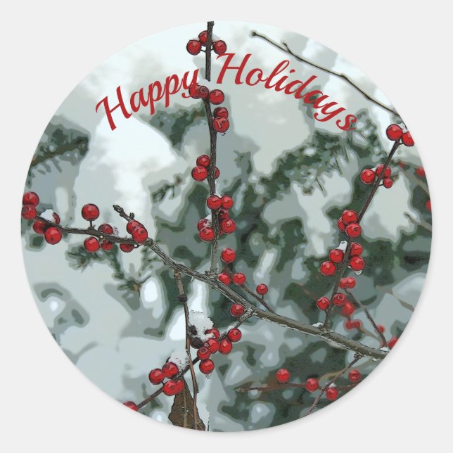 Stickers Red Winter Berries Holiday (Devant)