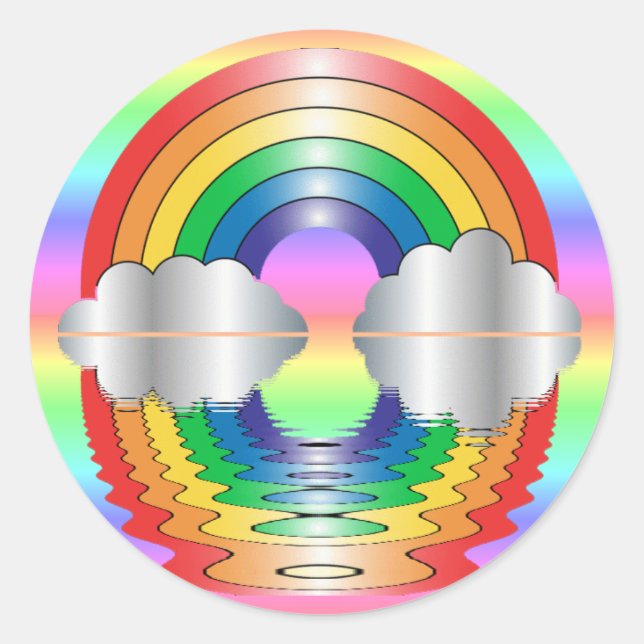 Stickers Réflexion arc-en-ciel et nuages (Devant)