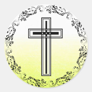 Stickers religieux Croix Jaune et Noire