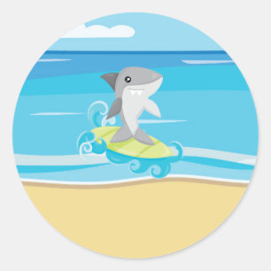 Stickers requin, Sticker rond classique été