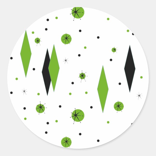 Stickers Retro Green Diamonds & Starburst (Devant)