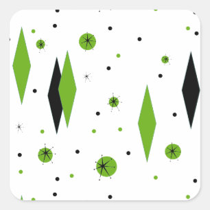 Stickers Retro Green Diamonds & Starburst