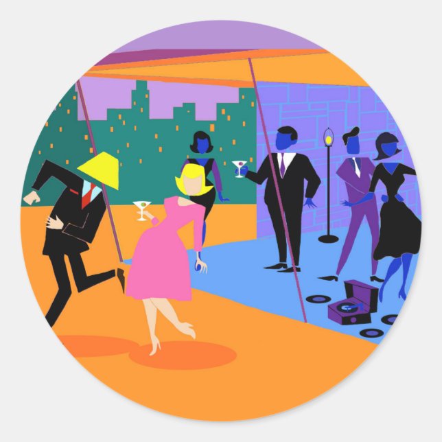 Stickers Retro Urban Rooftop Party (Devant)