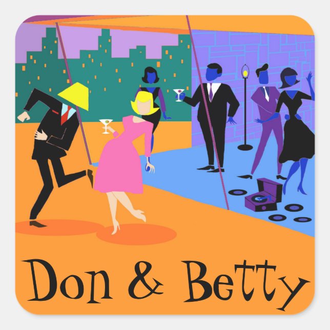 Stickers Retro Urban Rooftop Party sur mesure (Devant)