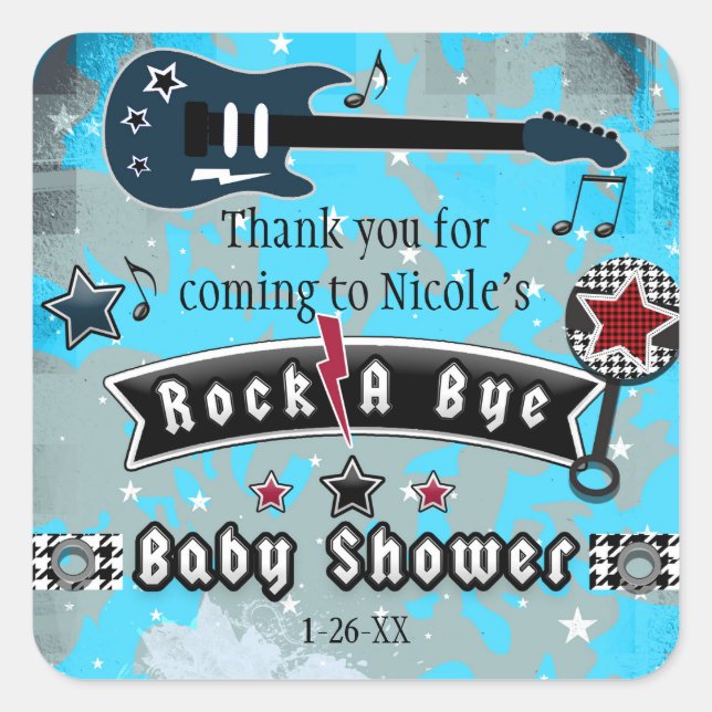 Stickers Rock A Bye Baby shower Party Favoriser (Devant)