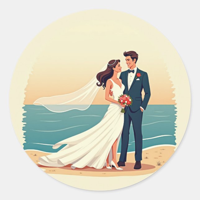 Stickers Romance Mariage Plage (Devant)