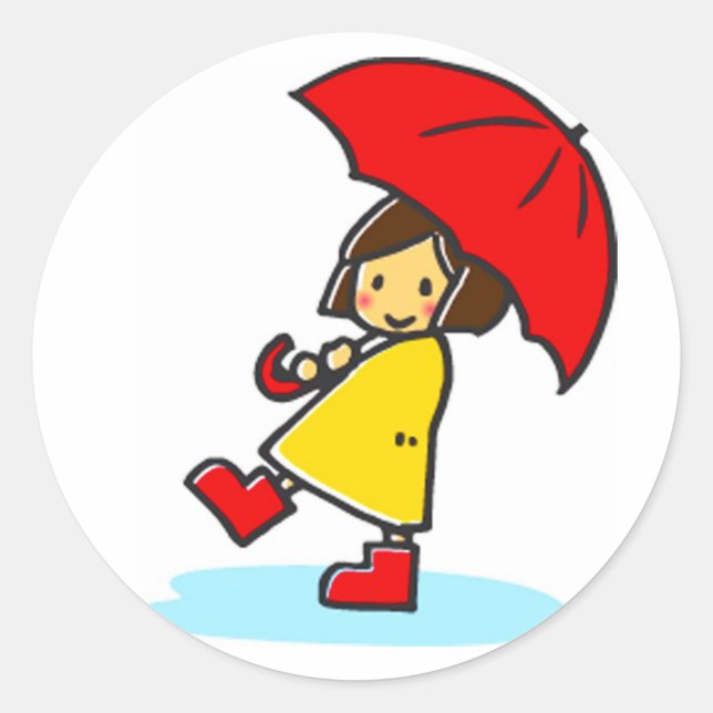 Stickers Rond Fille Parapluie (Devant)