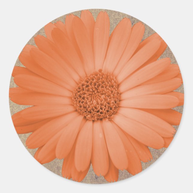 Stickers Rond Fleur Faisée Rustique Peach Stickers (Devant)
