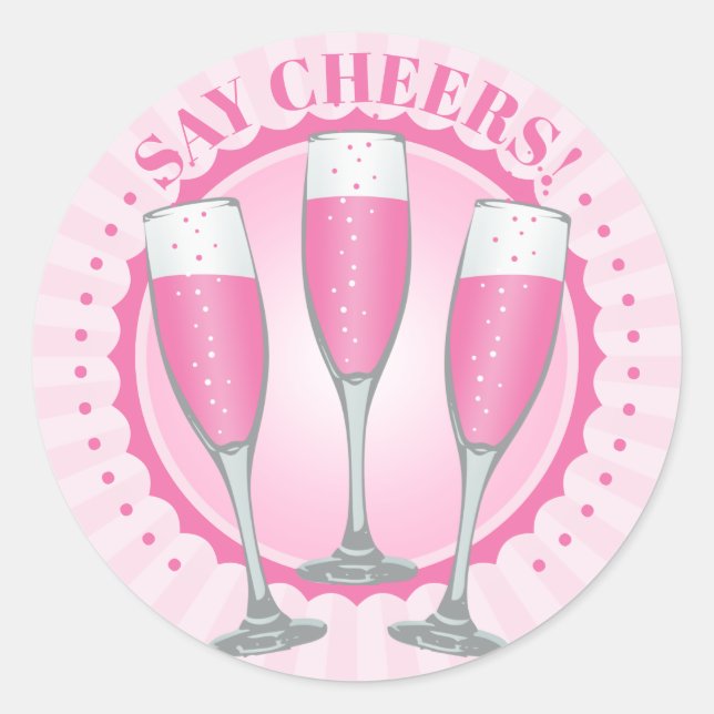 Stickers rond Mimosa Champagne Rose (Devant)