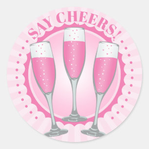 Stickers rond Mimosa Champagne Rose