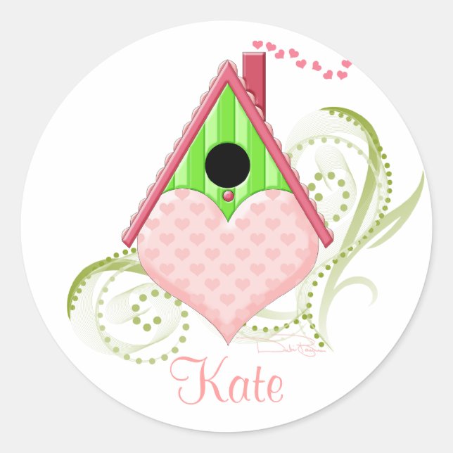 Stickers ronde Valentine Birdhouse (Devant)