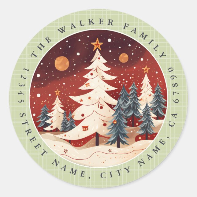 Stickers ronds Arbres de Noël (Devant)