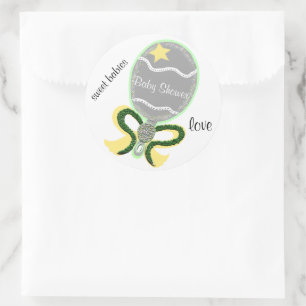 Stickers ronds Baby showers jaunes verts