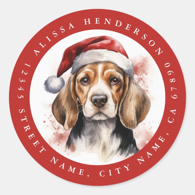 Stickers ronds Beagles de Noël (Devant)