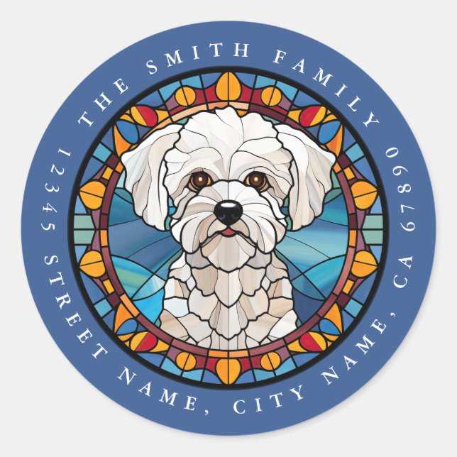 Stickers ronds Bichon Frise (Devant)