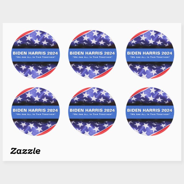 Stickers ronds BIDEN HARRIS 2024 USA Drapeau (Feuille)