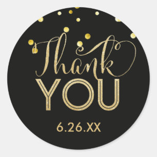 Stickers ronds Black et Faux Gold