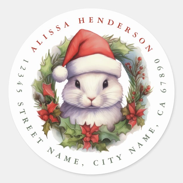 Stickers ronds Bunny de Noël (Devant)