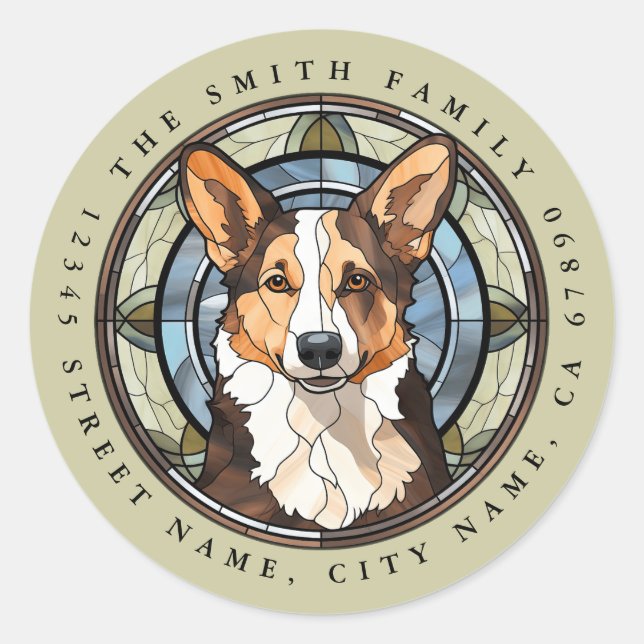 Stickers ronds Cardigan Welsh Corgi (Devant)