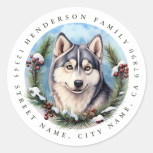 Stickers ronds Chien Sibérie Husky
