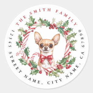 Stickers ronds Chihuahua de Noël