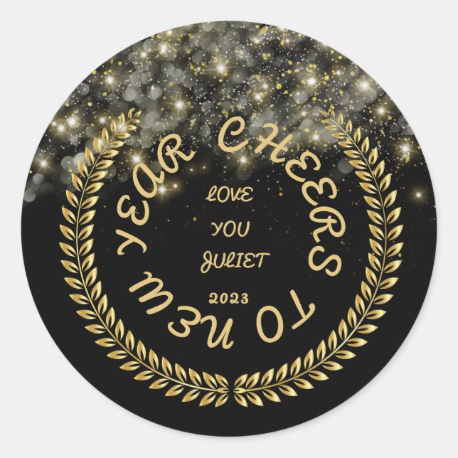 Stickers ronds classiques du Nouvel An (Devant)