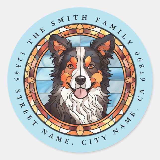 Stickers ronds Collie Bordure (Devant)