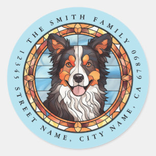 Stickers ronds Collie Bordure