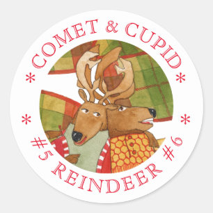 Stickers ronds COMET CUPID REINDEUR
